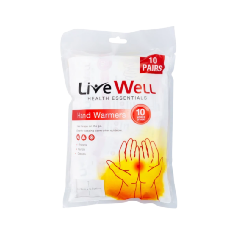 Live Well - Instant Hand Warmers - 9.5cm x 5.5cm - Pack x10pr