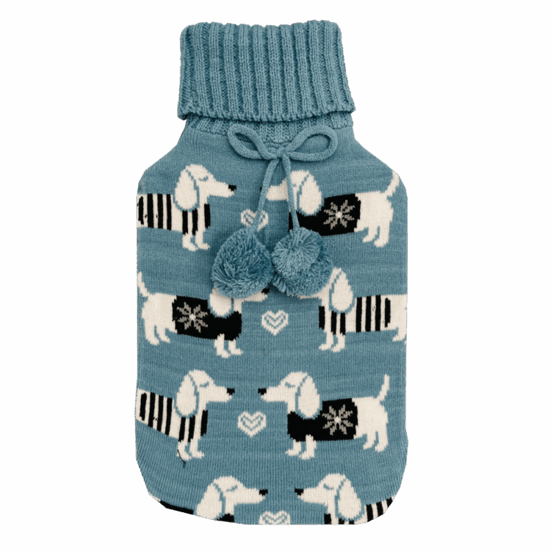 Hot Water Bottle Cover - Cable Knit - Sausage Dog