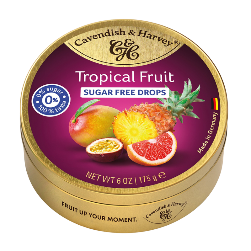 C&H - Sugar Free Tropical Fruit Drops - Travel Tin - 175g (10)