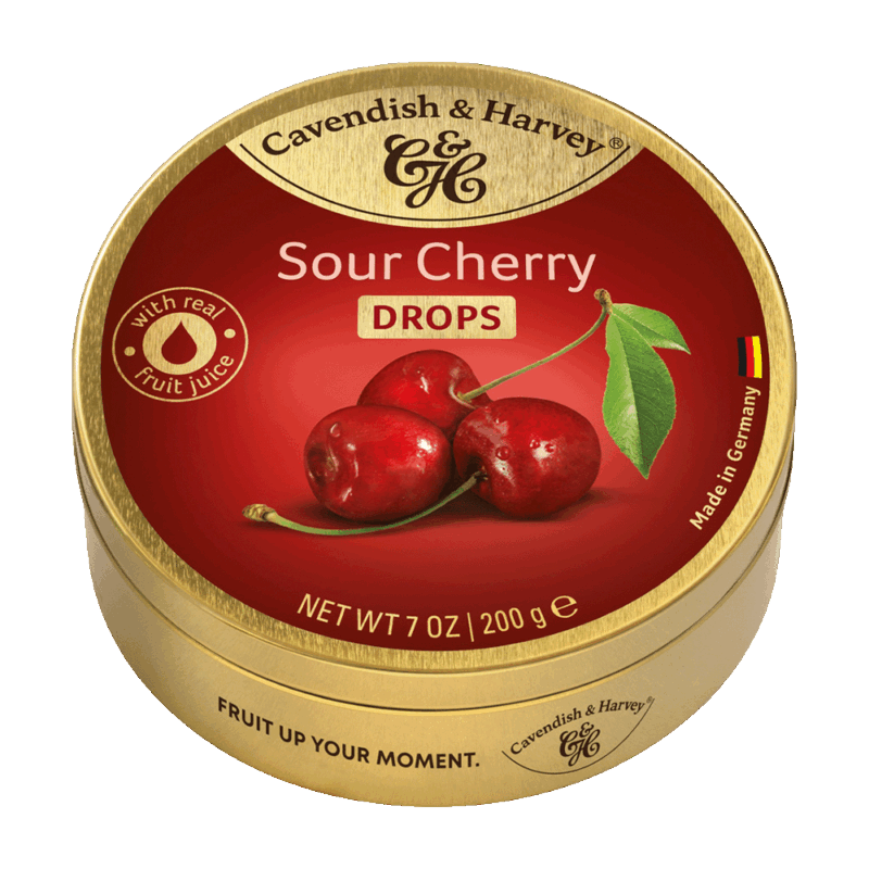 C&H - Sour Cherry Drops - Travel Tin - 200g (10)