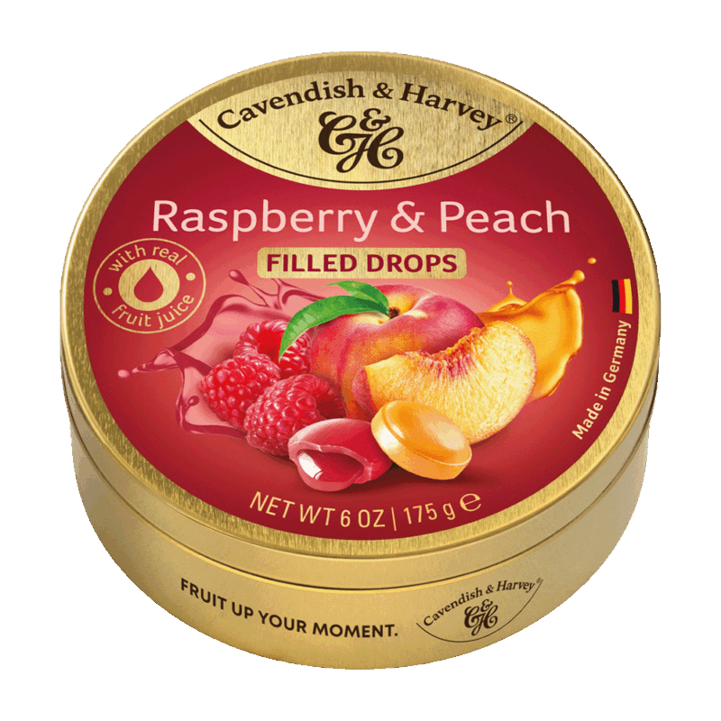 C&H - Raspberry & Peach Drops - Travel Tin - 175g (10)