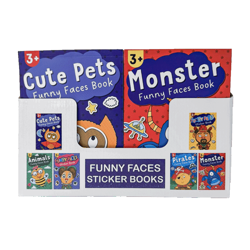 Funny Face Sticker Activity Book - 6 Asstd -  [Display x 48]