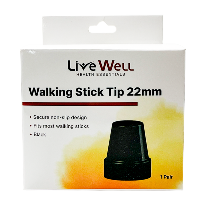 Walking Stick Tip - Black - 22mm - 1 Pair - Bemed