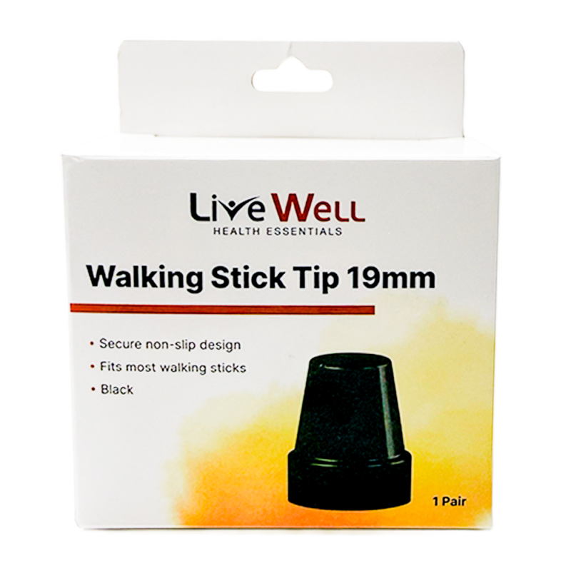 Walking Stick Tip - Black - 19mm - 1 Pair - Bemed