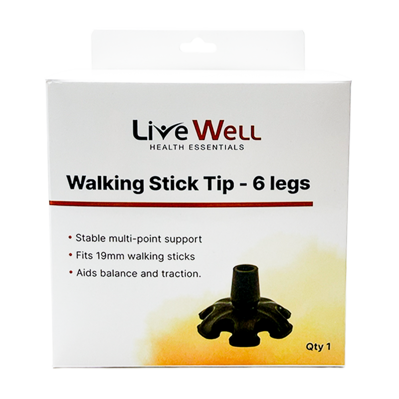 Walking Stick Tip 6 Legs - Black - 19mm - Bemed