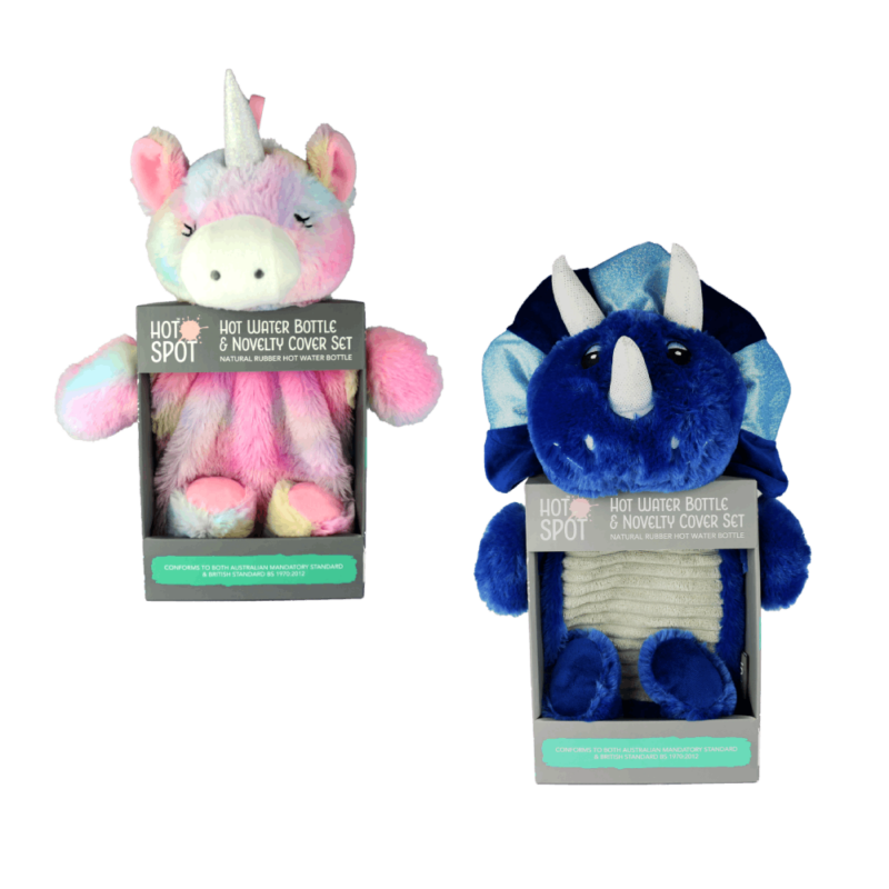 Novelty Hot Water Bottle - Dino, Unicorn - [Pack x 6]