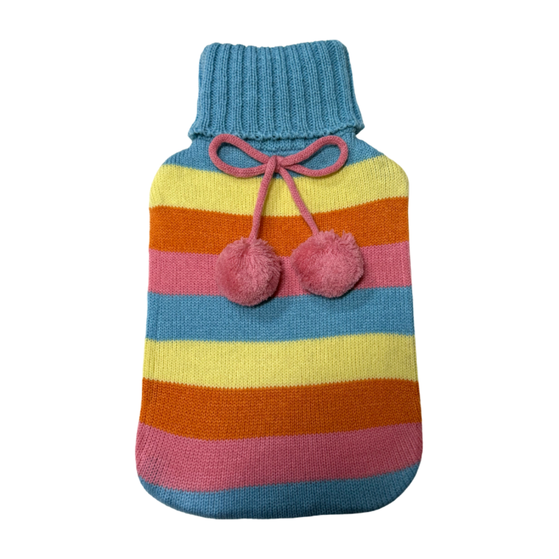 Hot Water Bottle Cover - Cable Knit - Pastel Stripes