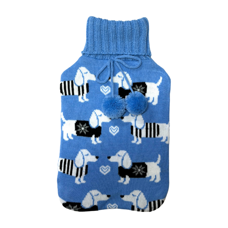 Hot Water Bottle Cover - Cable Knit - Sausage Dog