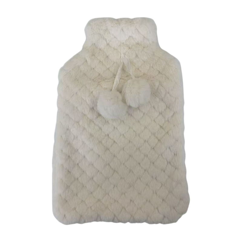 Hot Water Bottle Cover - Plush - White