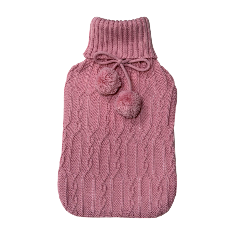 Hot Water Bottle Cover - Cable Knit - Pink