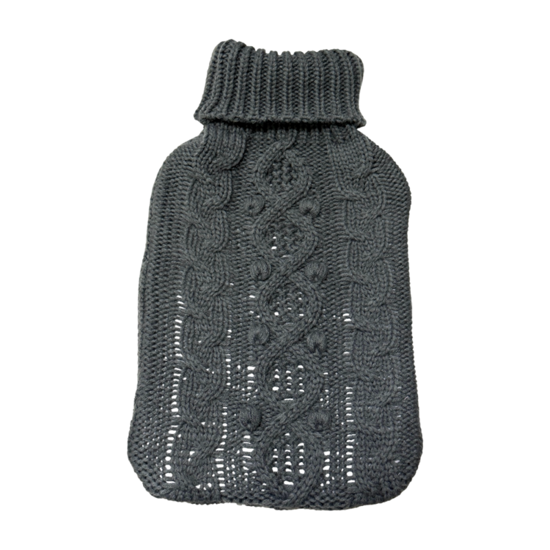 Hot Water Bottle Cover - Cable Knit - Grey