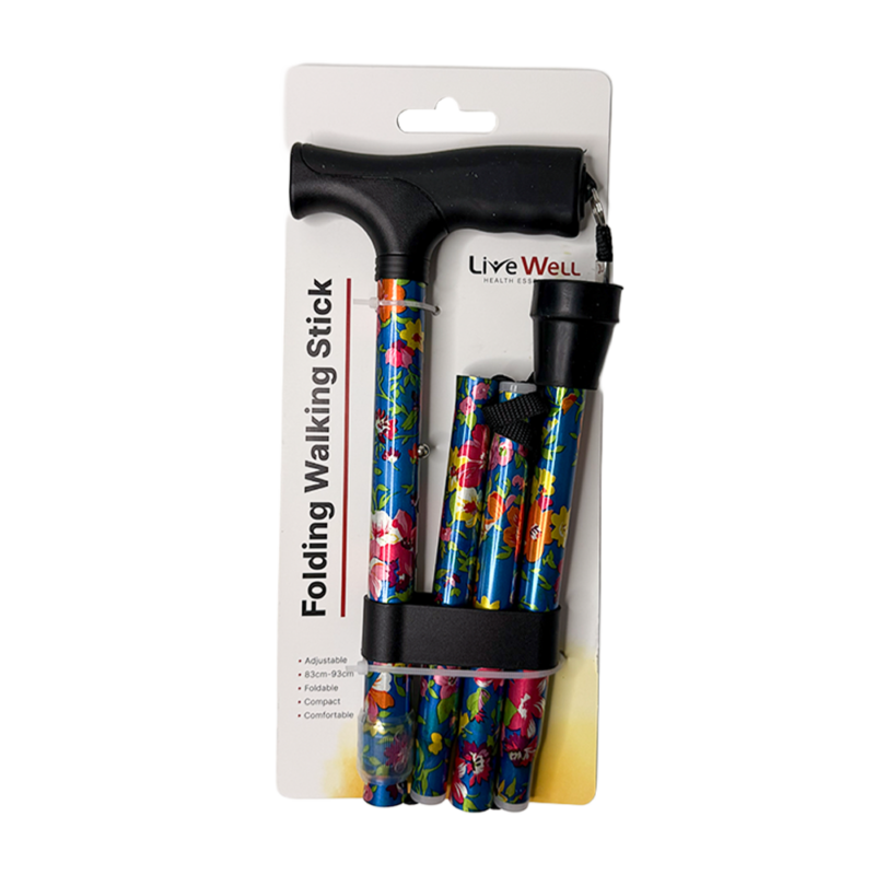 Walking Stick - Folding - Spring Floral - 33"- 37"