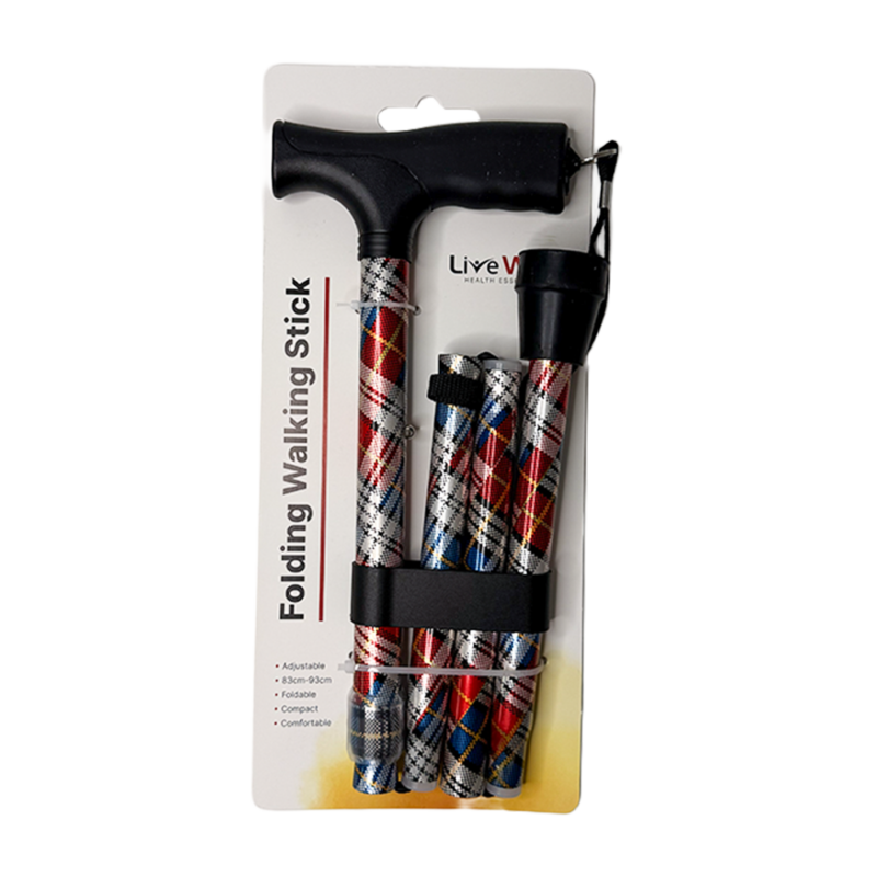 Walking Stick - Folding - Tartan - 33"- 37"