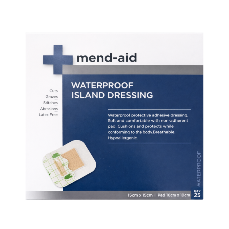 Waterproof Island Dressing - 15cm x 15cm - 25 Pieces - Mend-Aid