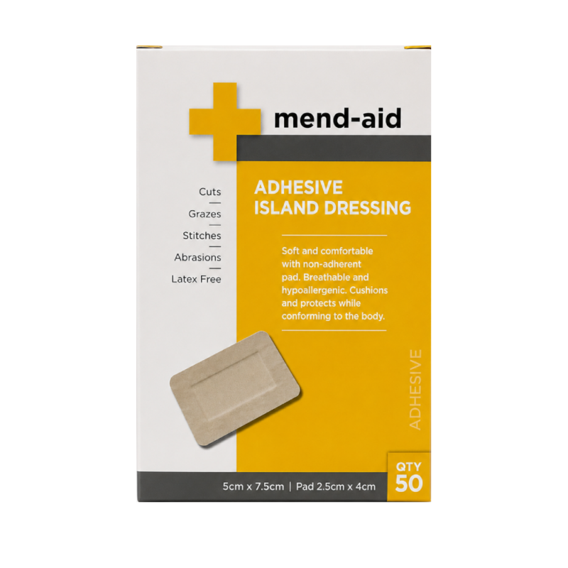 Adhesive Island Dressing - Flesh - 5cm x 7.5cm - 50 Pcs - Mend-Aid