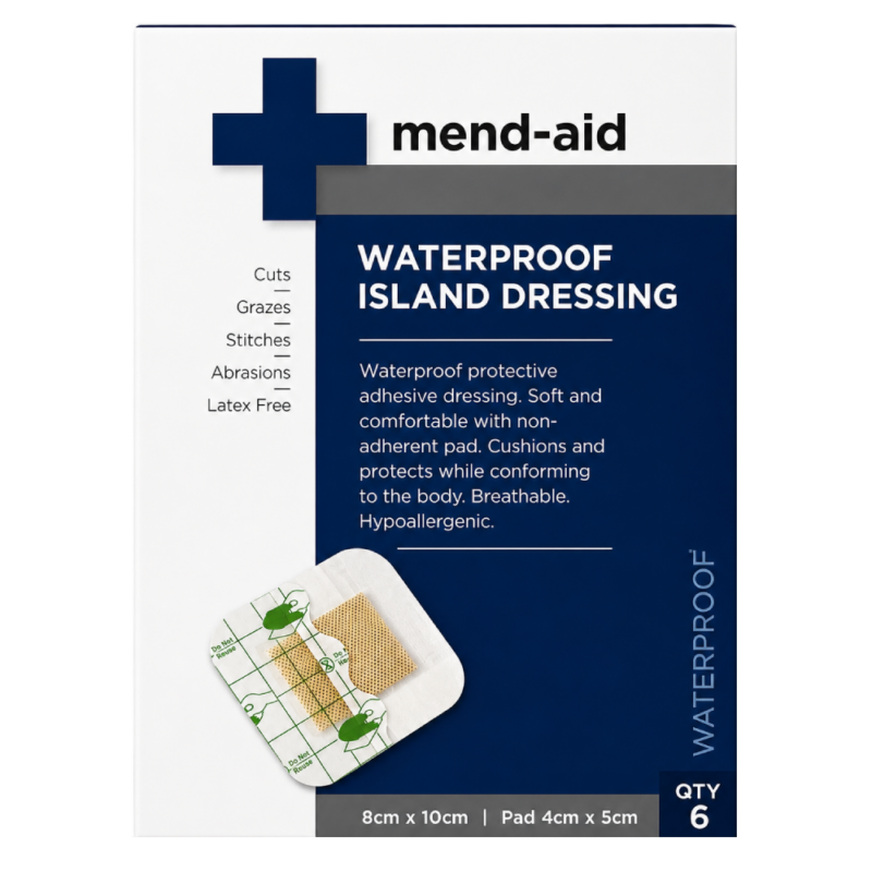 Waterproof Island Dressing - 8cm x 10cm - 5 Pcs - Display x 6 - Mend-Aid