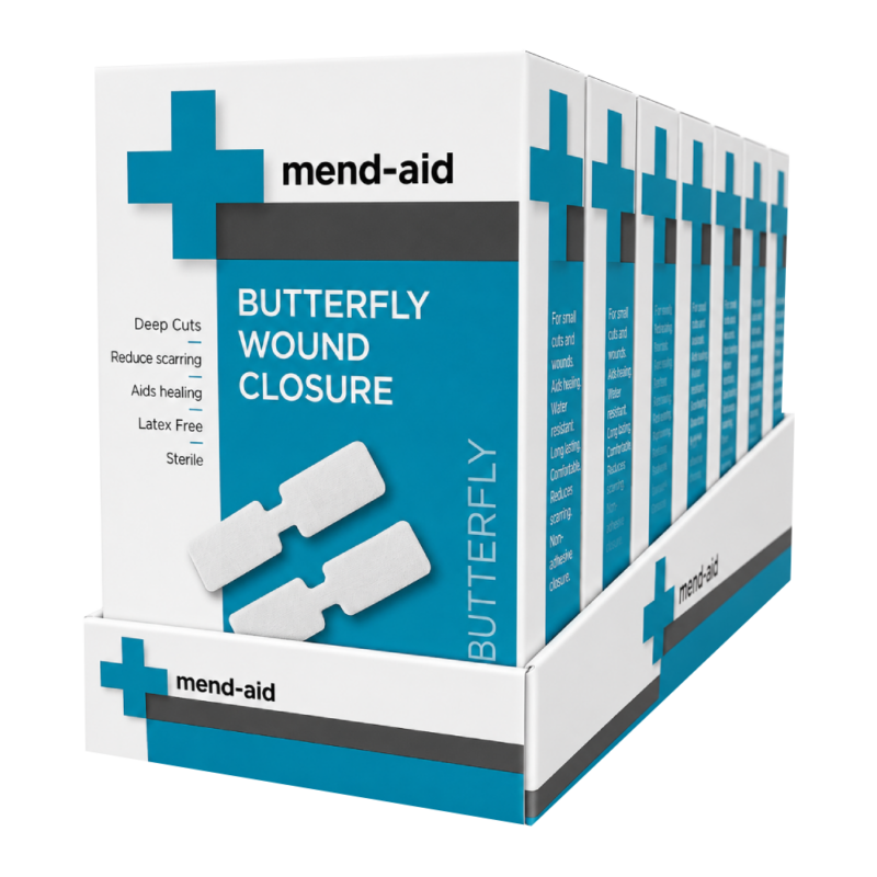 Butterfly Wound Closure - 45mm x10mm - 10 Pcs - [Display x 6] - Mend-Aid
