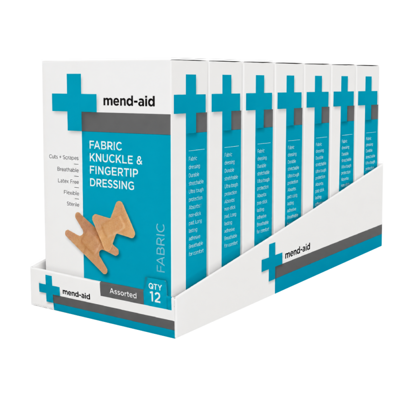 Fabric Knuckle & Fingertip Dressing - 12 Pcs - [Display x 6] - Mend-Aid