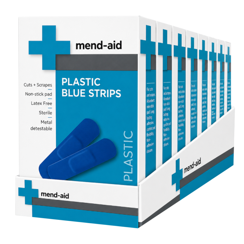 Plastic Blue Strips - 30 Pieces - [Display x 6] - Mend-Aid