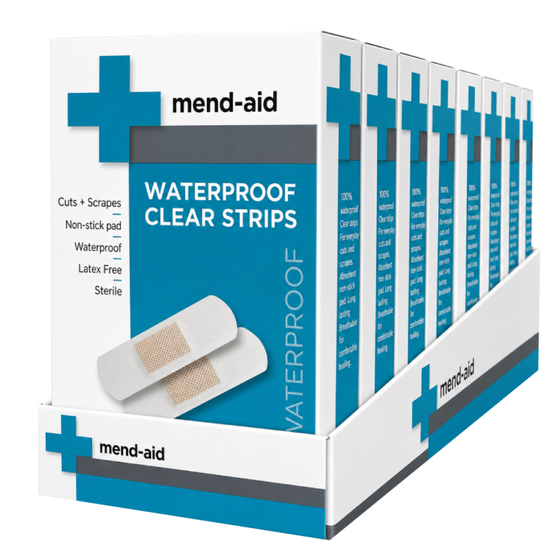 Waterproof Clear Strips - 20 Pieces - [Display x 6] - Mend-Aid