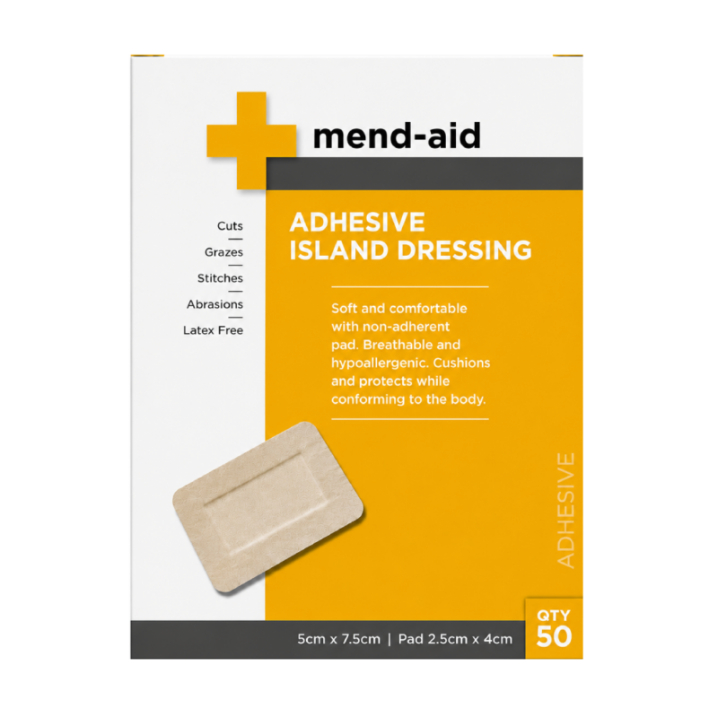 Adhesive Island Dressing - Flesh - 5cm x 7.5cm - 50 Pcs - Mend-Aid