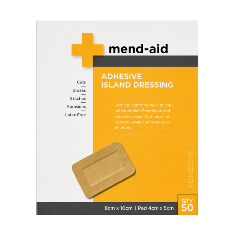 Adhesive Island Dressing - Flesh - 8cm x 10cm - 50 Pcs - Mend-Aid