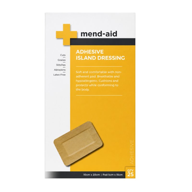 Adhesive Island Dressing - Flesh - 10cm x 20cm - 25 Pcs - Mend-Aid