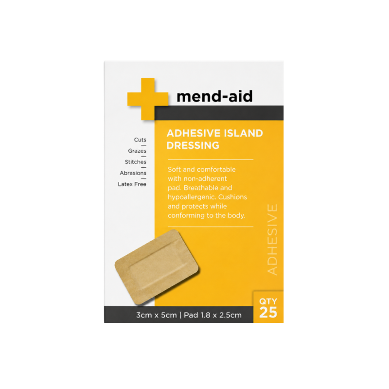Adhesive Island Dressing - Flesh - 3cm x 5cm - 25 Pcs - Mend-Aid
