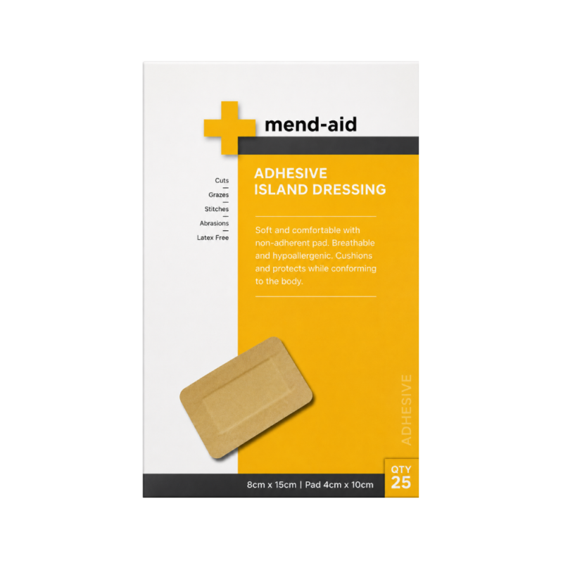 Adhesive Island Dressing - Flesh - 8cm x 15cm - 25 Pcs - Mend-Aid