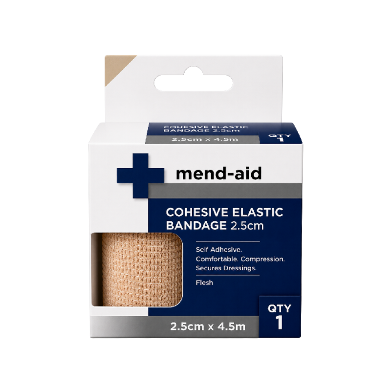 Cohesive Elastic Bandage - Flesh - 2.5cm x 4.5m - Mend-Aid