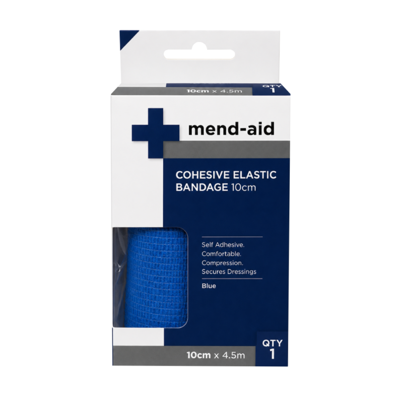 Cohesive Elastic Bandage - Blue - 10cm x 4.5m - Mend-Aid