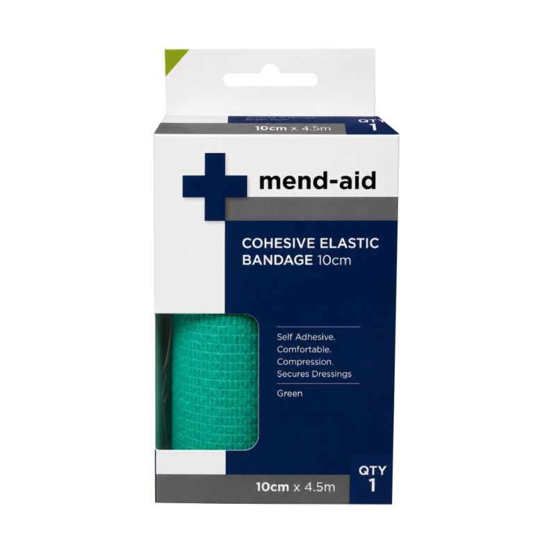 Cohesive Elastic Bandage - Green - 10cm x 4.5m - Mend-Aid