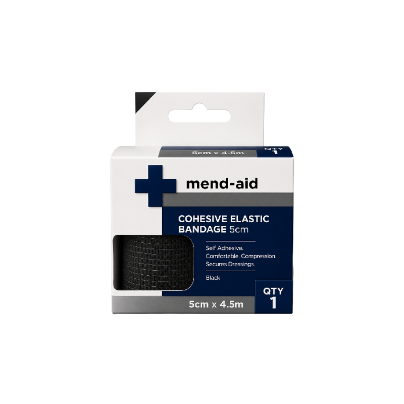 Cohesive Elastic Bandage - Black - 5cm x 4.5m - Mend-Aid