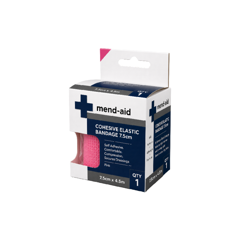 Cohesive Elastic Bandage - Pink - 7.5cm x 4.5m - Mend-Aid