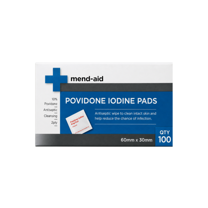 Povidone - Iodine Pads - Box x 100 - Mend-Aid