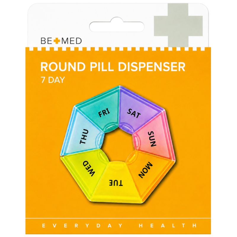 Pill Dispenser - Round 7 Day - Rainbow - 12.5cm - Bemed