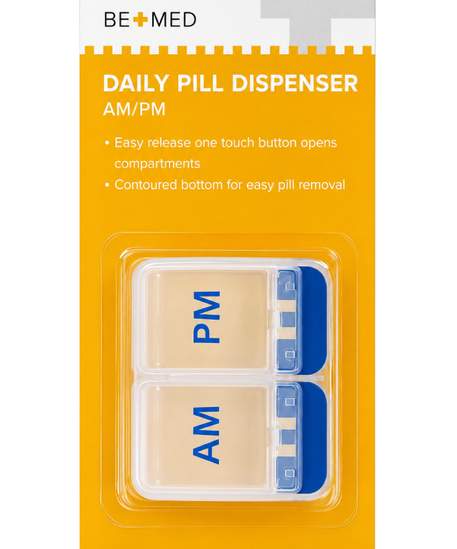 Pill Dispenser - Daily - AM/PM - Easy Release - Bemed