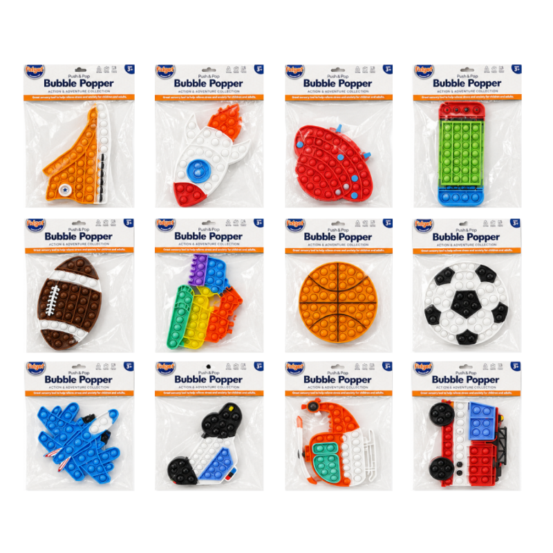 Fidget Bubble Push & Pop - Action & Adventure Silicone - 12 Designs
