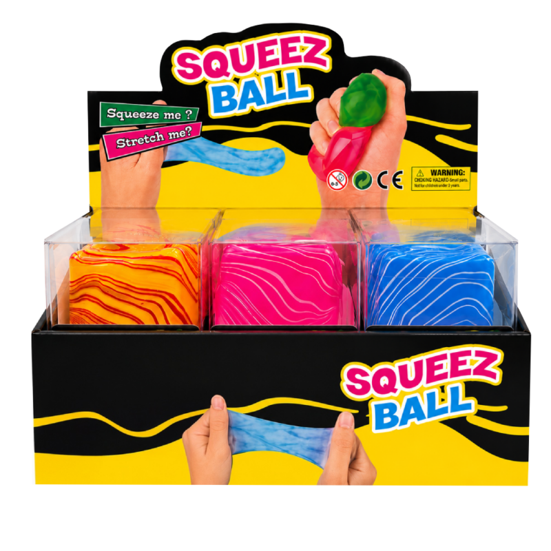 Fidget Squeeze & Stretch Marble Swirl Cube 4.5cm [12]