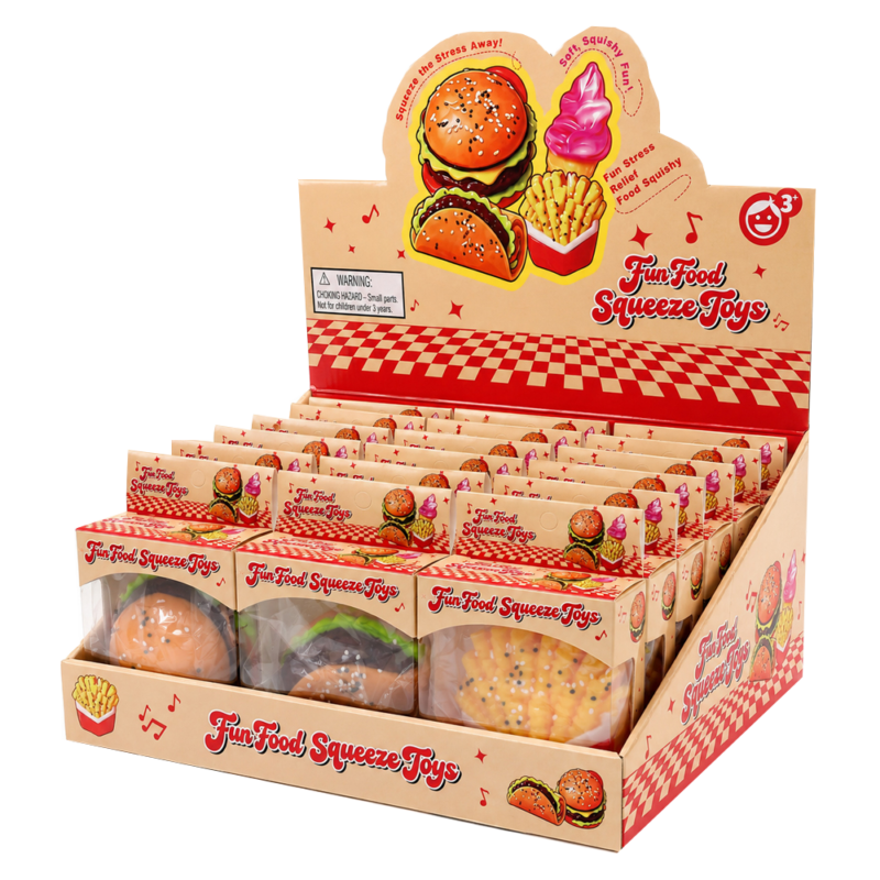 Squishy Toy - Fast Food Series 3 Assorted Styles, Taco, Burger & Fries [18]