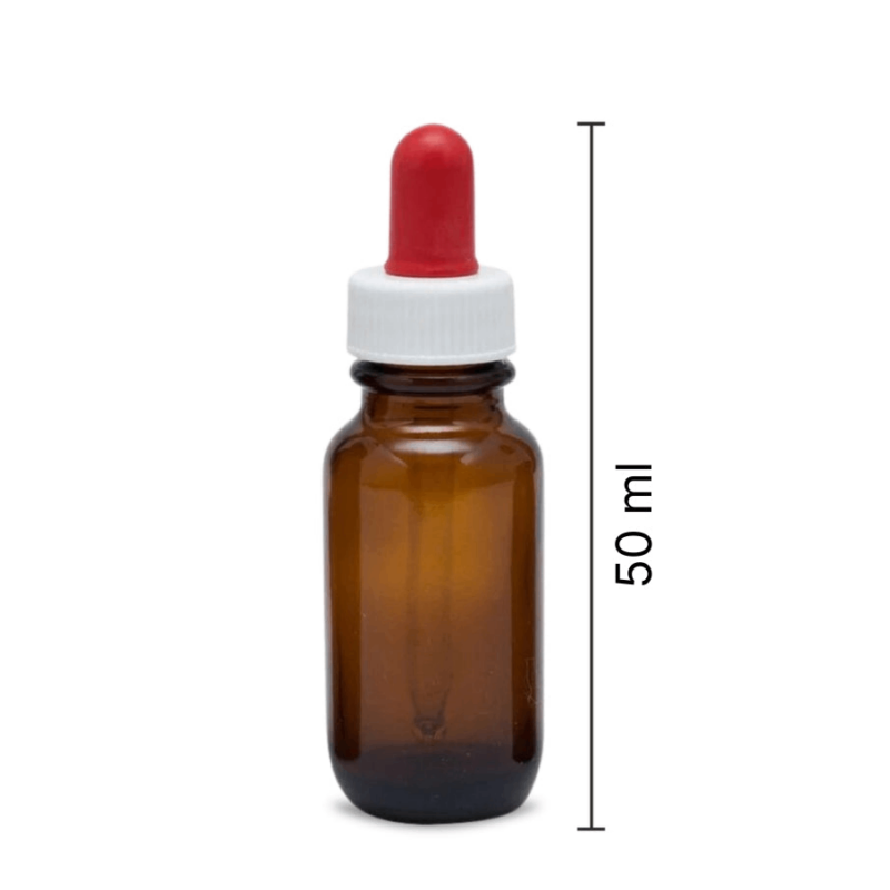 Amber Round & Dropper Glass - 50ml - 12 Pieces