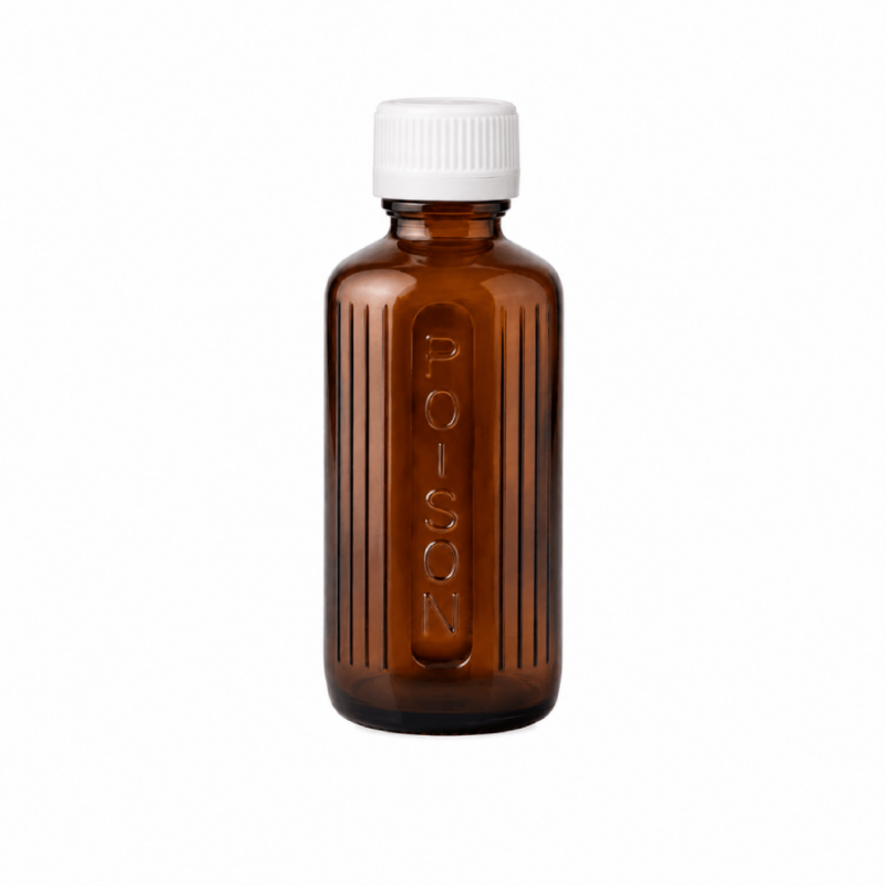 Poison Amber Glass Bottles 24mm  - 50ml - 10 Pieces