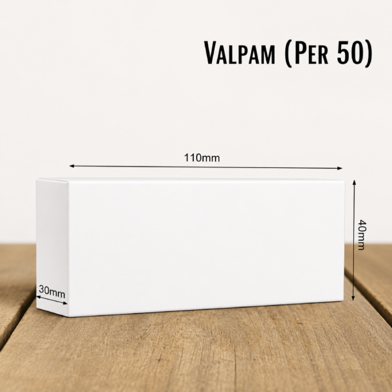 Tablet Carton Valpam - 110 x 40 x 30mm - 50 Pieces