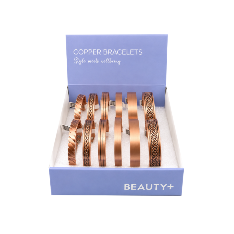 Copper Bracelet  - Display x 12 - Beauty+ (100% Copper + Magnets)