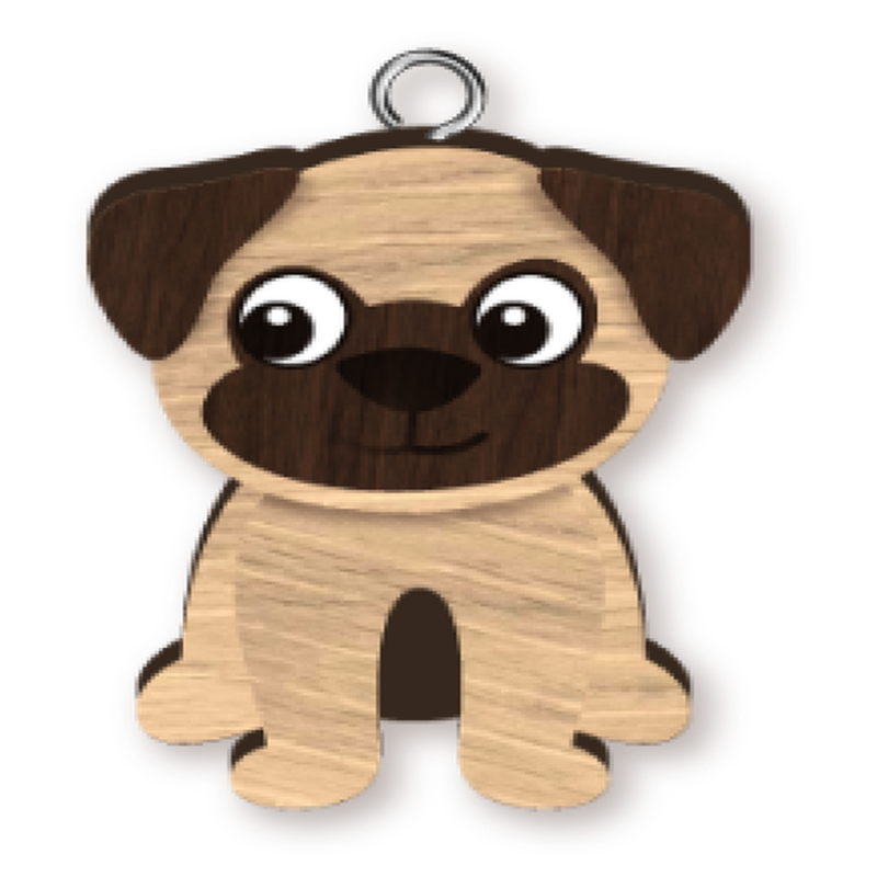 Pug Key Ring Pk x4