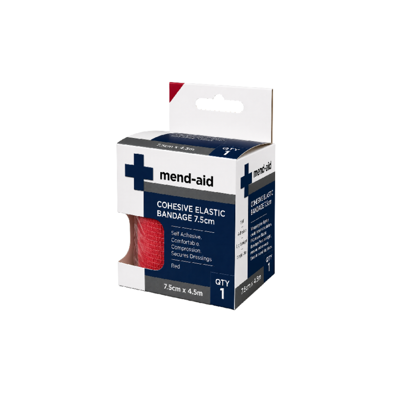 Cohesive Elastic Bandage - Red - 7.5cm x 4.5m - Mend-Aid