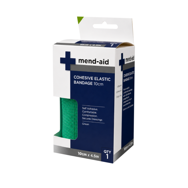 Cohesive Elastic Bandage - Green - 10cm x 4.5m - Mend-Aid