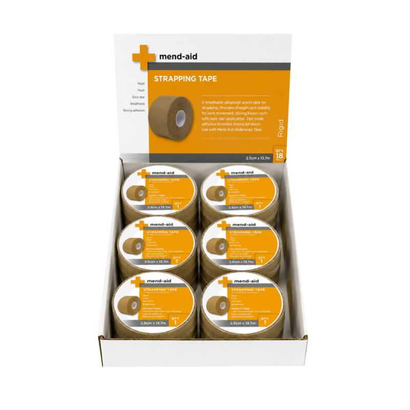 Strapping Tape - 2.5cm x 13.7m - Display x18 - Mend-Aid