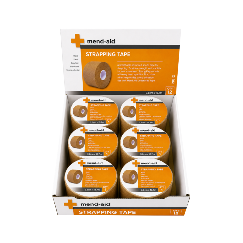 Strapping Tape - 3.8cm x 13.7m - Display x 12 - Mend-Aid