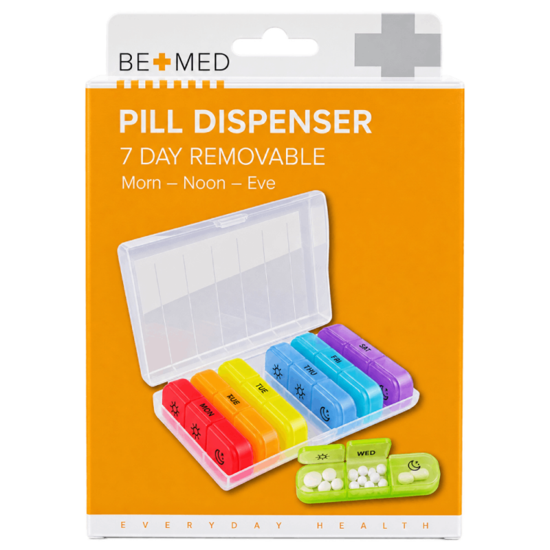 Pill Dispenser - 7 Day Removable - Rainbow - Bemed